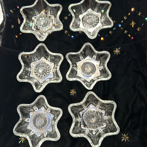 Vintage Pressed Glass 6 Point Star Shaped Candle Holders - Lot of 6 - Picture 1 of 6